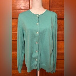 Lands' End Women's Aqua Cardigan Sweater
